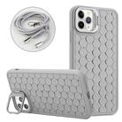 For iPhone 16 Pro Max Honeycomb Radiating Holder TPU Phone Case with Lanyard(Grey) - 1