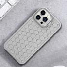 For iPhone 16 Pro Max Honeycomb Radiating Holder TPU Phone Case with Lanyard(Grey) - 2