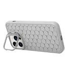 For iPhone 16 Pro Max Honeycomb Radiating Holder TPU Phone Case with Lanyard(Grey) - 3