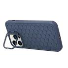 For iPhone 16 Pro Max Honeycomb Radiating Holder TPU Phone Case with Lanyard(Blue) - 3