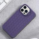 For iPhone 16 Pro Max Honeycomb Radiating Holder TPU Phone Case with Lanyard(Purple) - 2