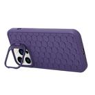 For iPhone 16 Pro Max Honeycomb Radiating Holder TPU Phone Case with Lanyard(Purple) - 3