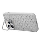 For iPhone 16 Pro Honeycomb Radiating Holder TPU Phone Case with Lanyard(Grey) - 3