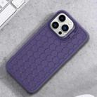 For iPhone 16 Pro Honeycomb Radiating Holder TPU Phone Case with Lanyard(Purple) - 2