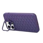 For iPhone 16 Pro Honeycomb Radiating Holder TPU Phone Case with Lanyard(Purple) - 3