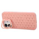 For iPhone 16 Plus Honeycomb Radiating Holder TPU Phone Case with Lanyard(Pink) - 2