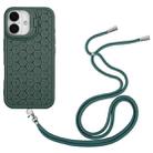 For iPhone 16 Plus Honeycomb Radiating Holder TPU Phone Case with Lanyard(Green) - 3