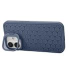 For iPhone 16 Plus Honeycomb Radiating Holder TPU Phone Case with Lanyard(Blue) - 2