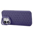 For iPhone 16 Honeycomb Radiating Holder TPU Phone Case with Lanyard(Purple) - 2