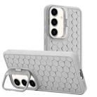 For Samsung Galaxy A55 5G Honeycomb Radiating Lens Holder TPU Phone Case(Grey) - 1