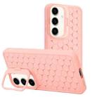 For Samsung Galaxy S24 5G Honeycomb Radiating Lens Holder TPU Phone Case(Pink) - 1