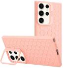 For Samsung Galaxy S24 Ultra 5G Honeycomb Radiating Lens Holder TPU Phone Case(Pink) - 1