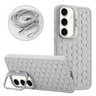 For Samsung Galaxy S24+ 5G Honeycomb Radiating Holder TPU Phone Case with Lanyard(Grey) - 1