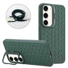 For Samsung Galaxy S23+ 5G Honeycomb Radiating Holder TPU Phone Case with Lanyard(Green) - 1