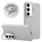 For Samsung Galaxy S23+ 5G Honeycomb Radiating Holder TPU Phone Case with Lanyard(Grey) - 1