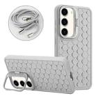 For Samsung Galaxy S23 5G Honeycomb Radiating Holder TPU Phone Case with Lanyard(Grey) - 1