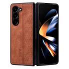 For Samsung Galaxy Z Fold6 AZNS 3D Embossed Skin Feel Phone Case(Brown) - 1