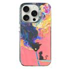 For iPhone 15 Pro Laser Cat PC Shockproof Phone Case(Black) - 1