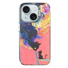 For iPhone 15 Laser Cat PC Shockproof Phone Case(Black) - 1