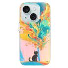 For iPhone 15 Laser Cat PC Shockproof Phone Case(White) - 1