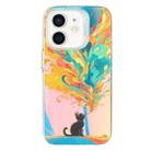 For iPhone 12 Laser Cat PC Shockproof Phone Case(White) - 1