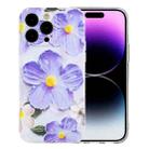 For iPhone 15 Pro Colorful Painting Pattern TPU Phone Case(Purple Flowers) - 1