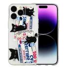 For iPhone 15 Pro Colorful Painting Pattern TPU Phone Case(Black Cat) - 1