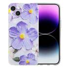 For iPhone 15 Plus Colorful Painting Pattern TPU Phone Case(Purple Flowers) - 1