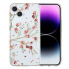 For iPhone 15 Colorful Painting Pattern TPU Phone Case(Red Flowers) - 1