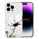 For iPhone 14 Pro Max Colorful Painting Pattern TPU Phone Case(White Flowers) - 1