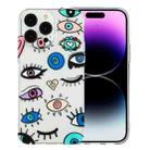 For iPhone 14 Pro Max Colorful Painting Pattern TPU Phone Case(Eye Monster) - 1