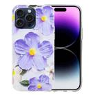 For iPhone 16 Pro Max Colorful Painting Pattern TPU Phone Case(Purple Flowers) - 1