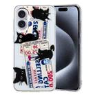 For iPhone 16 Plus Colorful Painting Pattern TPU Phone Case(Black Cat) - 1