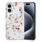 For iPhone 16 Plus Colorful Painting Pattern TPU Phone Case(Red Flowers) - 1