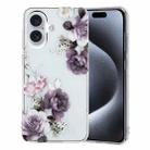 For iPhone 16 Colorful Painting Pattern TPU Phone Case(Peony) - 1