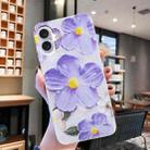 For iPhone 16 Colorful Painting Pattern TPU Phone Case(Purple Flowers) - 2