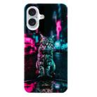 For iPhone 16 Colorful Painting Pattern TPU Phone Case(Traffic Light Cat) - 3