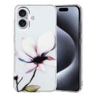 For iPhone 16 Colorful Painting Pattern TPU Phone Case(White Flowers) - 1