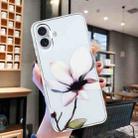 For iPhone 16 Colorful Painting Pattern TPU Phone Case(White Flowers) - 2