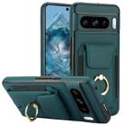 For Google Pixel 8 Pro Elastic Card Bag Ring Holder Phone Case(Dark Green) - 1