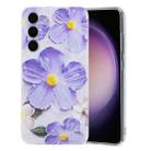 For Samsung Galaxy S23 5G Colorful Painting Pattern TPU Phone Case(Purple Flowers) - 1
