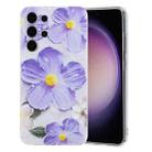 For Samsung Galaxy S23 Ultra 5G Colorful Painting Pattern TPU Phone Case(Purple Flowers) - 1