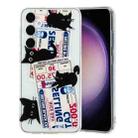 For Samsung Galaxy S23 FE 5G Colorful Painting Pattern TPU Phone Case(Black Cat) - 1