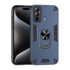 For Tecno Pop 6 Go Shockproof Metal Ring Holder Phone Case(Blue) - 1