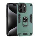 For Tecno Pop 7 Pro Shockproof Metal Ring Holder Phone Case(Green) - 1