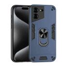 For Tecno Pova 5 Pro Shockproof Metal Ring Holder Phone Case(Blue) - 1