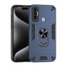 For Tecno Spark 7 Pro Shockproof Metal Ring Holder Phone Case(Blue) - 1