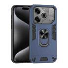 For Tecno Pova 6 Pro Shockproof Metal Ring Holder Phone Case(Blue) - 1