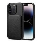 For iPhone 15 Pro Max D04 Calf Texture Dual Card Slot Holder Phone Case(Black) - 1