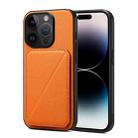 For iPhone 15 Pro D04 Calf Texture Dual Card Slot Holder Phone Case(Orange) - 1